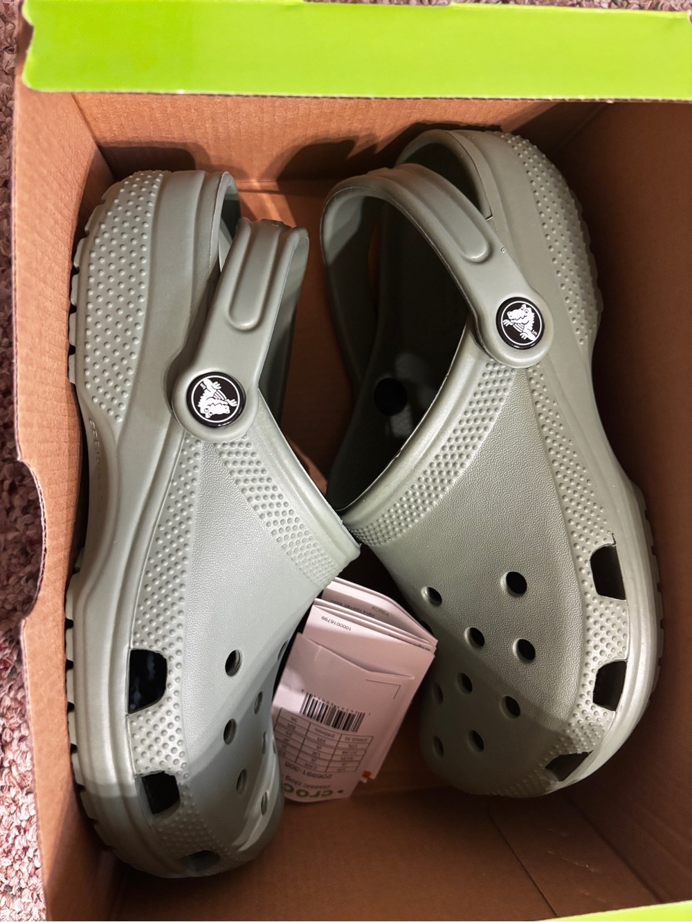 CROCS size J5 Classic Clog in Moss Green